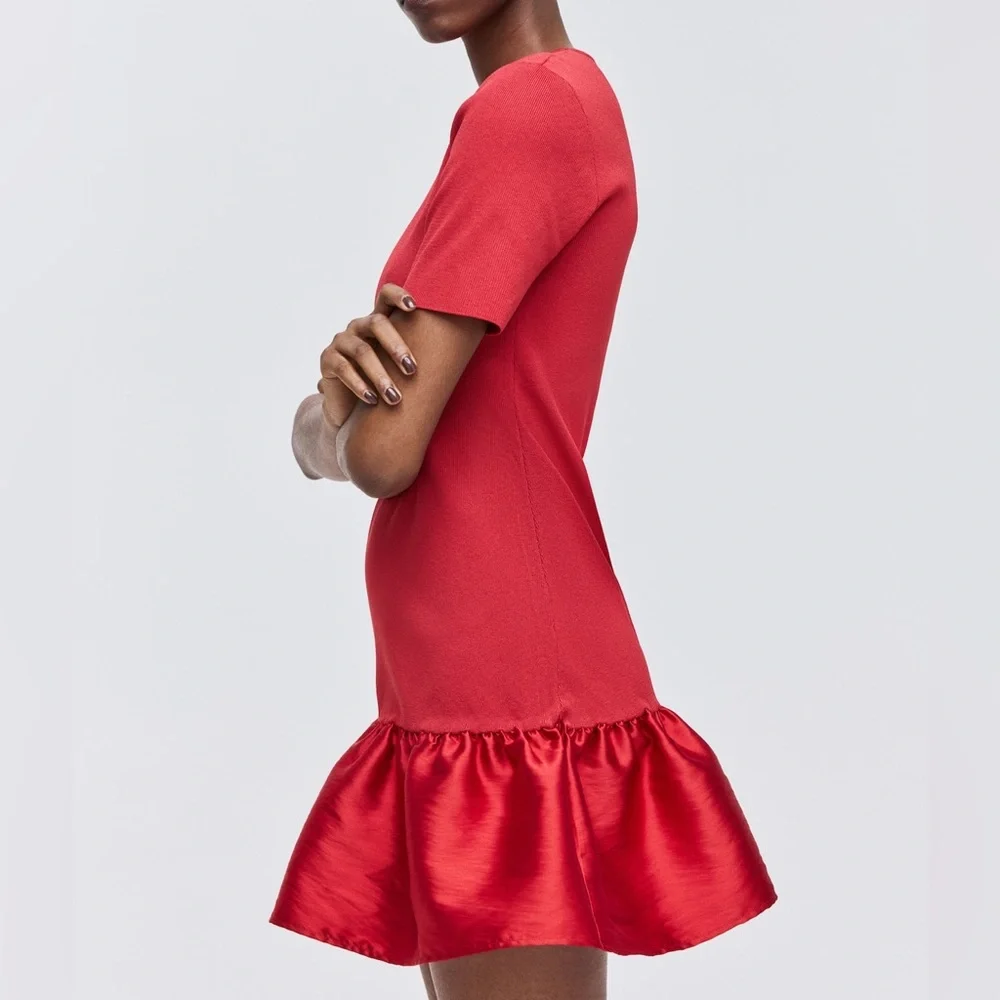 H&M Red Mini Dress with Ruffle Hem - Picture 4 of 4